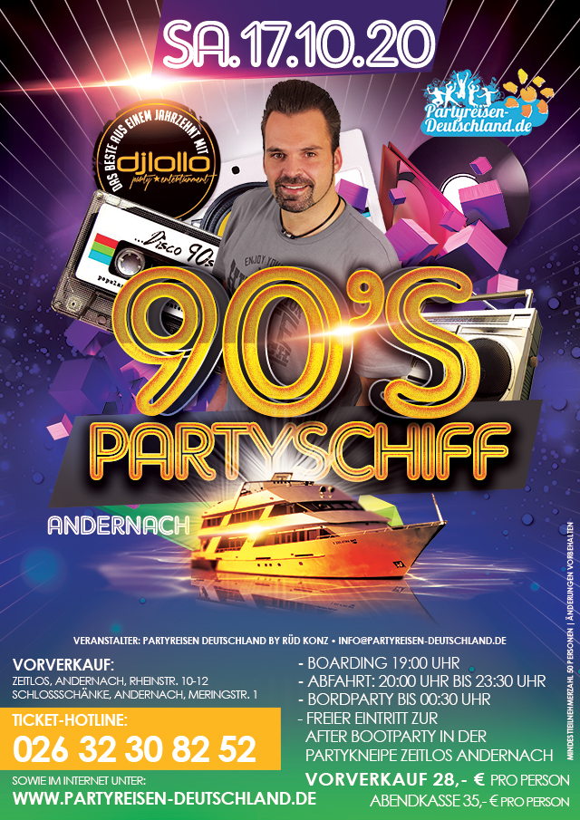 90's Partyschiff auf dem Rhein 2020